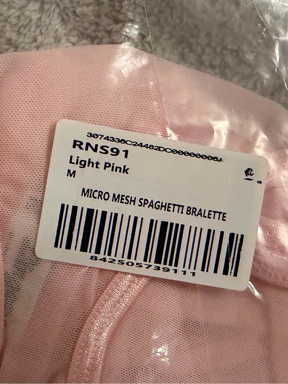 Los Angeles Apparel - Pink Micro Mesh Spaghetti Bralette & Bikini Panty - Medium - Picture 4 of 5